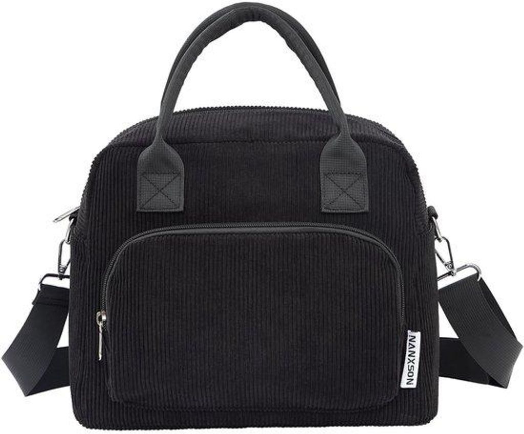 Isolierter Rucksack für Frauen und Männer, groß 12L, herstellbare Lunchbox, Corduroy-Tasche für Arbeit, Picknick, Strand und Reisen (12L, schwarz)