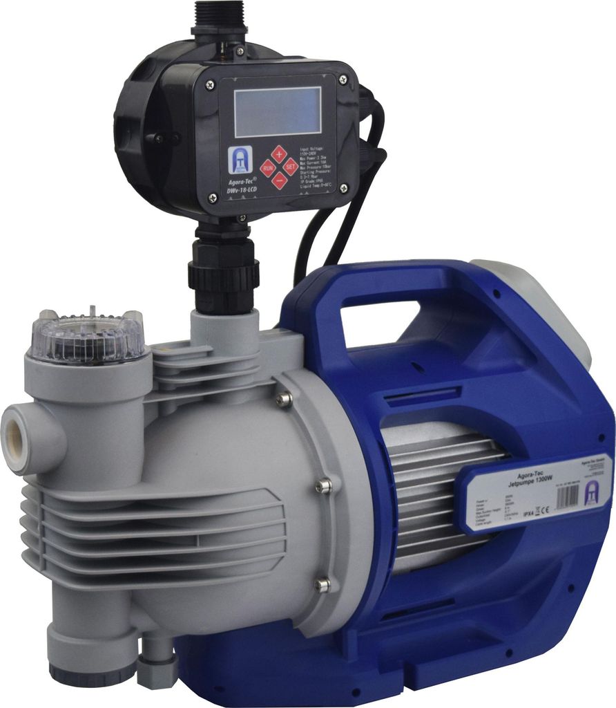 Agora-Tec Hauswasserautomat Hauswasserwerk Jet-1300 18DW-LCD mit Druckschalter