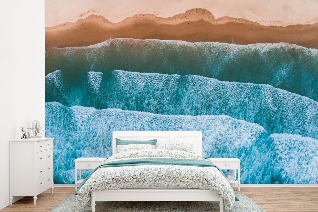 MuchoWow Fototapete für Wohnzimmer oder Schlafzimmer Wandtapete Vinyl Motivtapete Meer - Golf - Muster - 360x240 cm - Vinyl-Tapete