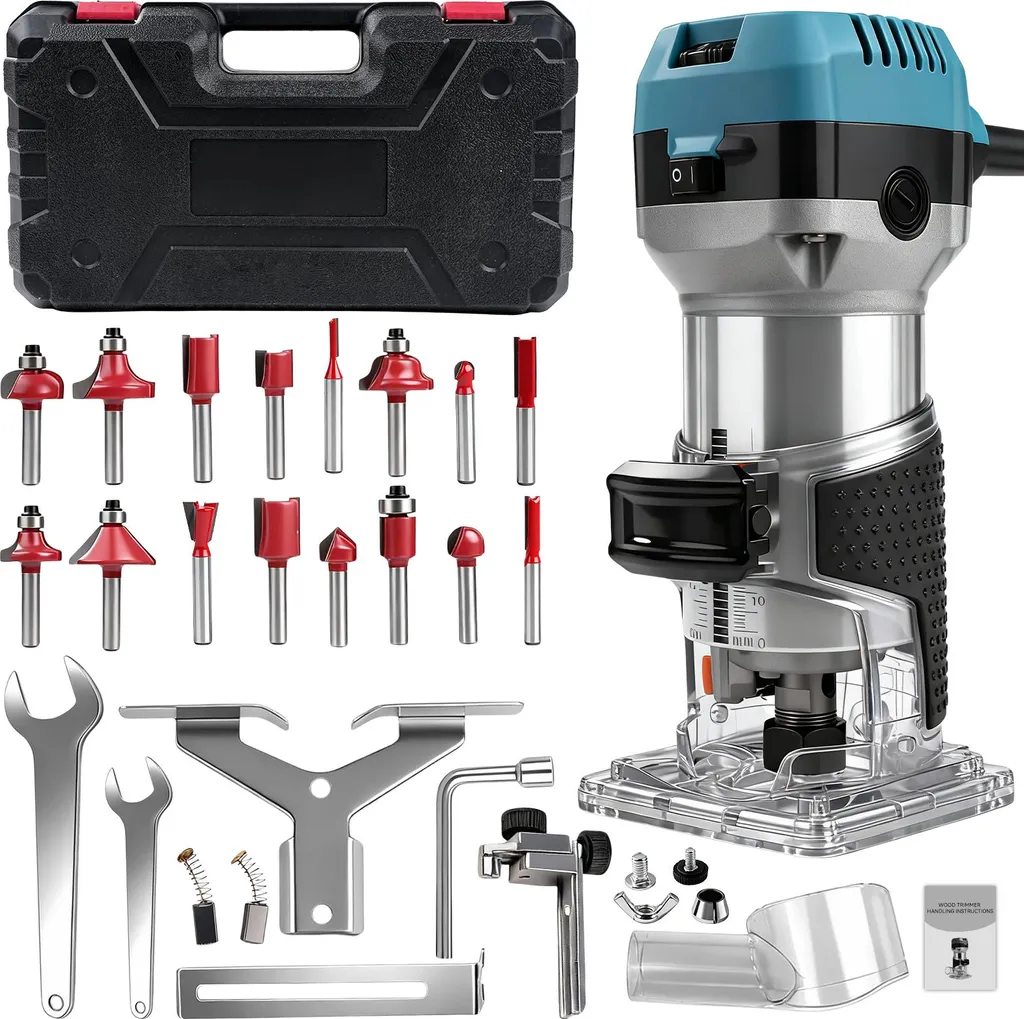 Machine à sculpter le bois 1000W avec variateur 6 vitesses et guide