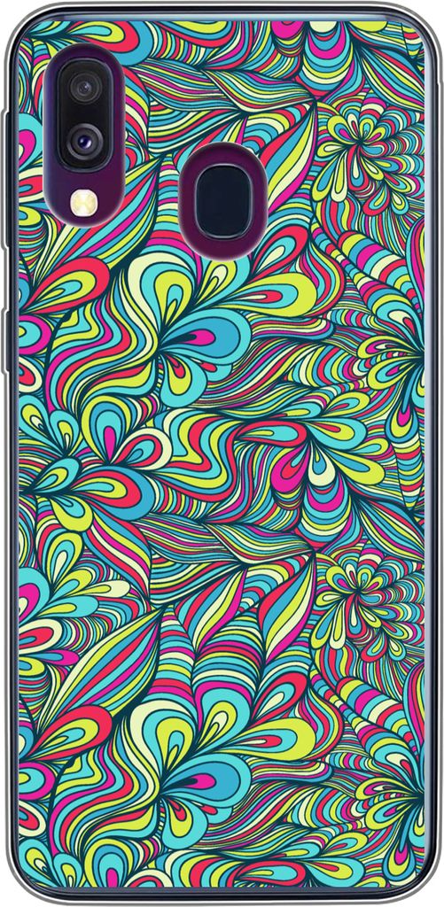 MuchoWow Handyhülle Schutzhülle Hülle für Telefoonhoesje Samsung Galaxy A40 Fantasie - Design - Farben - Retro Silikon Softcase Handy Hülle ...