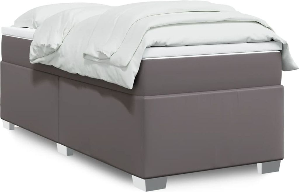 Maison Exclusive - Boxspringbett mit Matratze Grau 100x200 cm Kunstleder