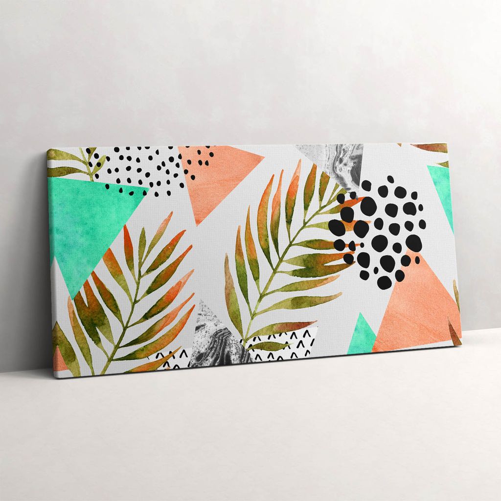 Geometrisches abstraktes Sommermuster – Leinwandbild Wandbild – 100x50 cm – Leinwandbilder – Wandbilder – Schlafzimmer – Flur