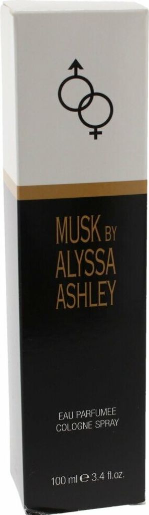 A product box for Alyssa Ashley Musk Eau de Cologne.