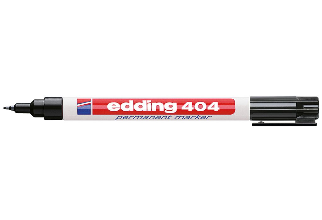 Edding 404, Czarny, Końcówka pociskowa, Czarny, Biały, Zdjęcie produktu 
