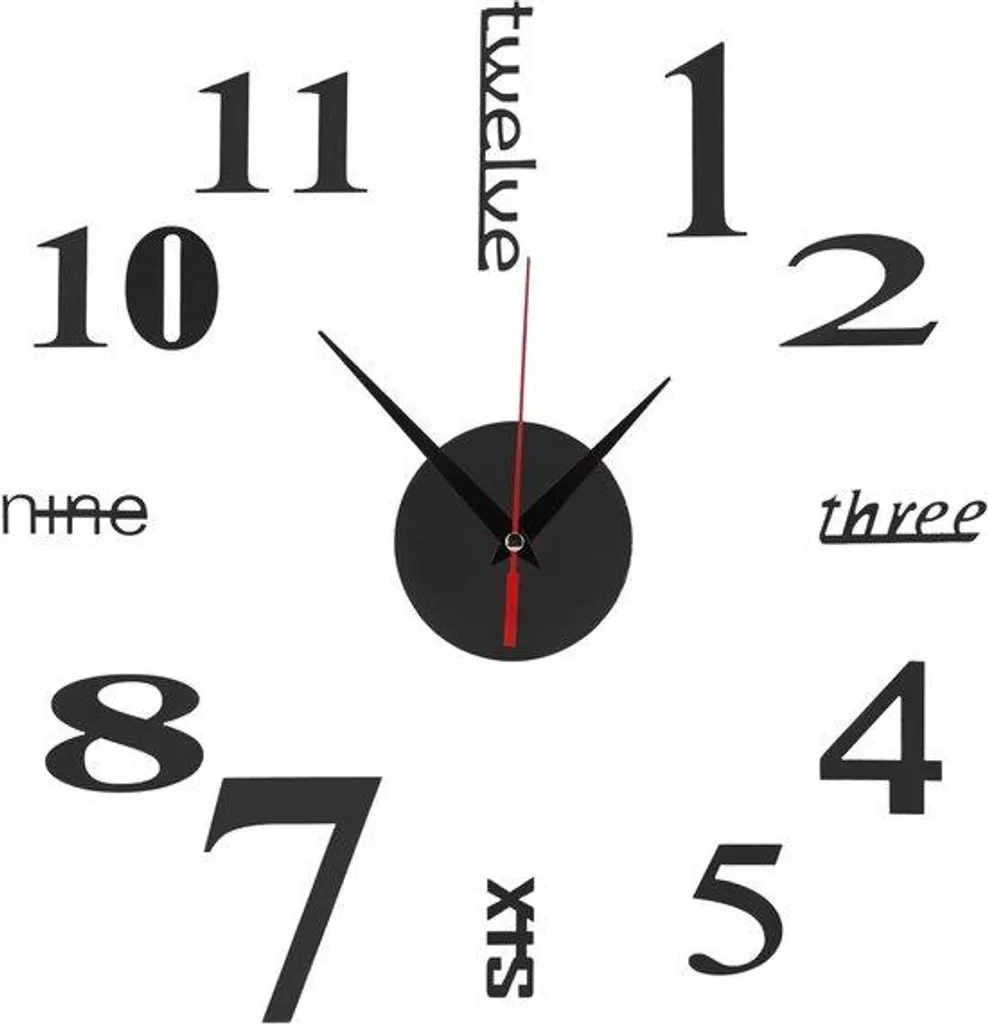 Horloge murale 3D chiffres romains noire 40 cm en acrylique design