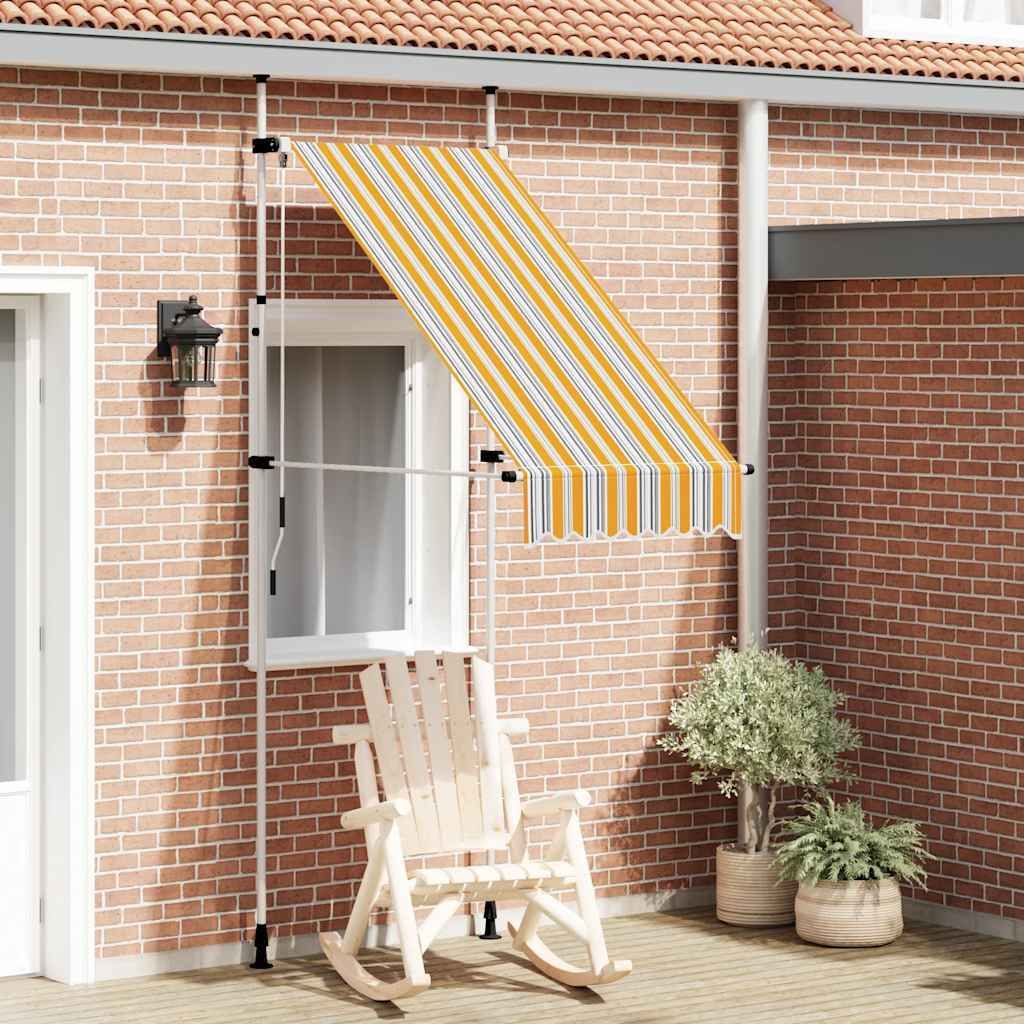 vidaXL Store rétractable manuel 100 cm jaune bleu rayé Image du produit 
