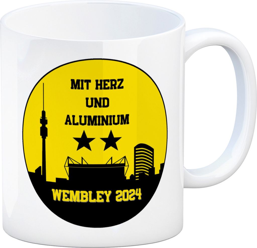 Dortmund Finale Wembley 2024 Kaffeebecher mit Spruch Mit Herz und Aluminium