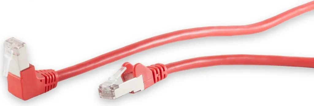 Câble Réseau Rouge 5m Cat 6 S/FTP PIMF Coudé Anti-Interférences 90°