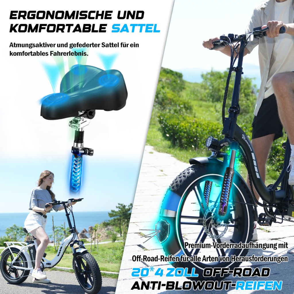 Evercross E-Bike 20" 7 Gang 48V/13Ah Elektrofahrrad Produktbild 5