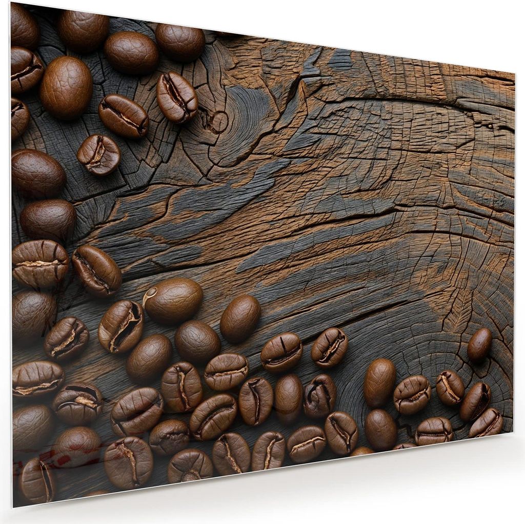 Glasbild 120x90cm in XXL für Wohnzimmer, Schlafzimmer Motiv Kaffeebohnenholz