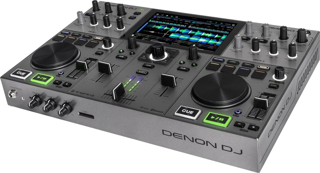 Denon DJ PRIME GO+ Tragbarer DJ-Controller und Mixer mit Stem-Trennung, 2 Decks, WLAN-Streaming, Bluetooth, Lichtsteuerung, 7" Display und Batterie