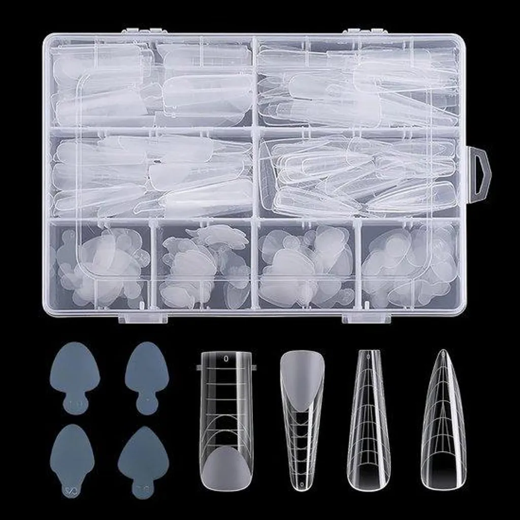 Faux ongles pour extension rapide 288 capsules acrylique doubles transparentes