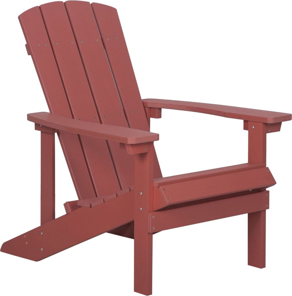 BELIANI Gartenstuhl Rot Kunstholz breite Armlehnen Muskoka Adirondack Stil Terrasse Outdoor