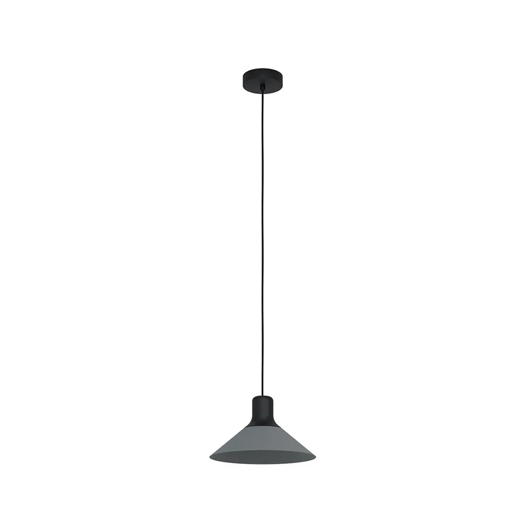 Abreosa Lustre Métal Noir Gris - Suspension Industrielle 1 Ampoule