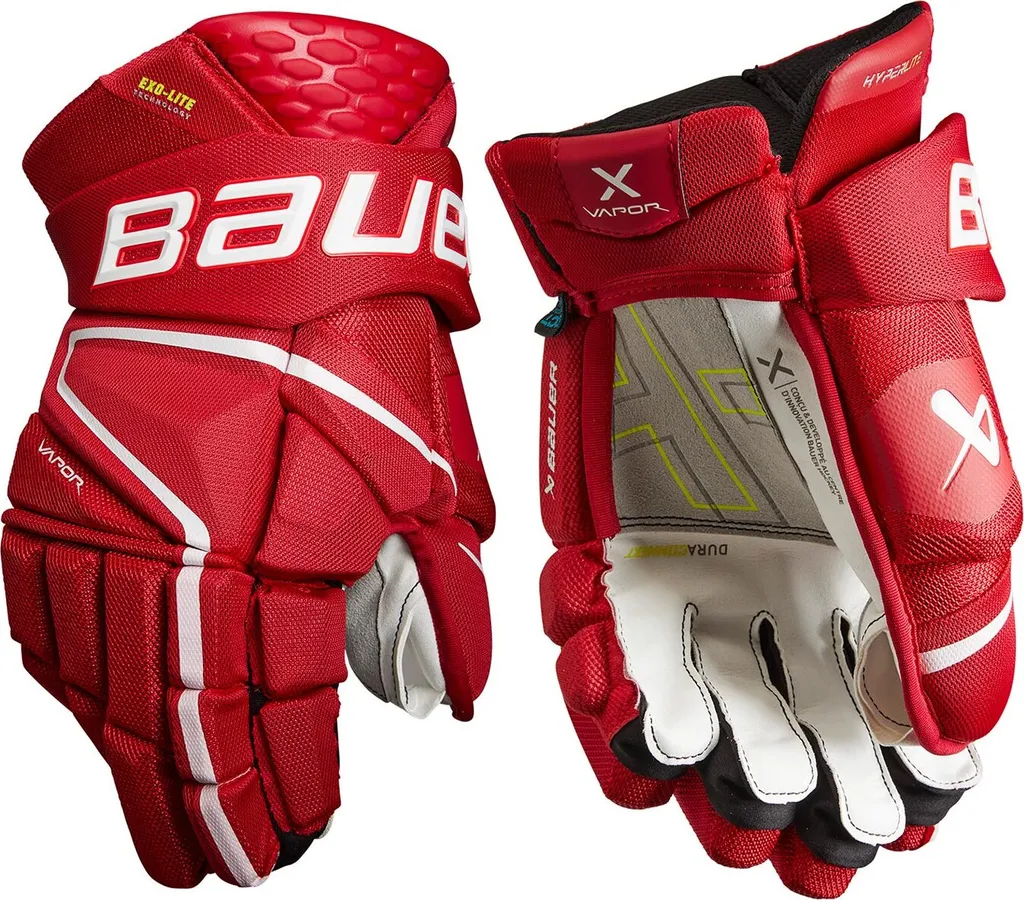 Gants Bauer Vapor Hyperlite S22 INT Rouge 13 pouces pour Hockey Élite