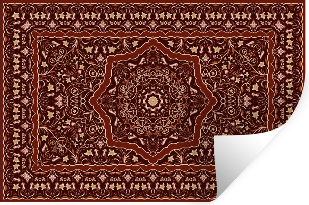 MuchoWow Wandtattoo Wandsticker Wandaufkleber Persischer Teppich - Teppich - Mandala 120x80 cm Selbstklebend und Repositionierbar - Selbstklebend...