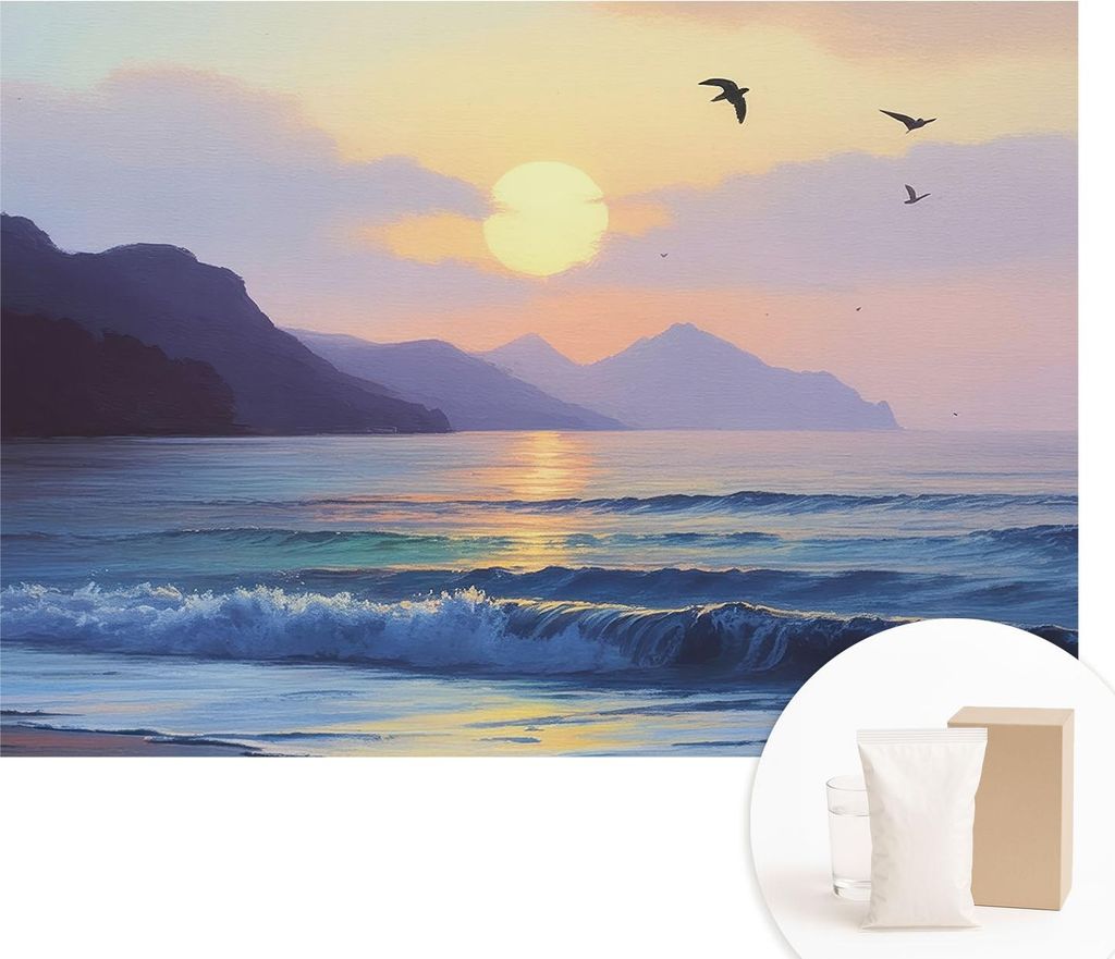 Fototapete - Wandbilder für Wohnzimmer - 312x219 cm - Dekorative Wandfolie - Modernes Design für Wanddekoration - Tapeten für Innenräume - Sea ...