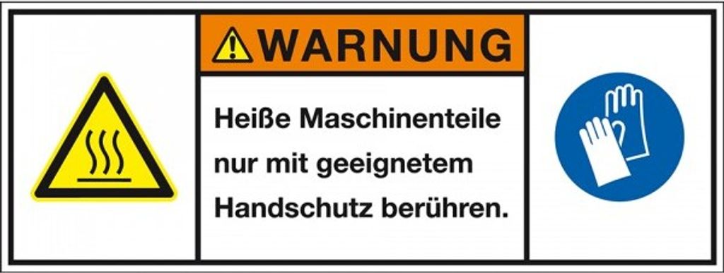 Dreifke Aufkleber I Produktsicherheitsschild Warnung Heiße Maschinenteile, R...