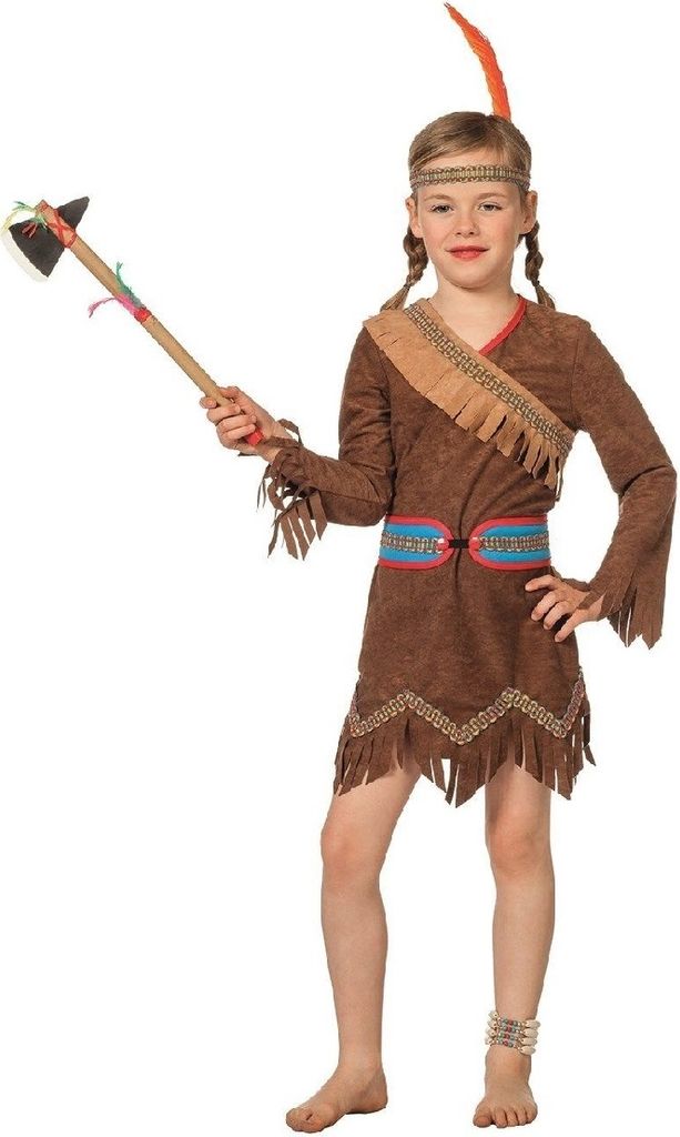 L3102430-116 braun-türkis Kinder Krieger Kostüm Kleid Gr.116