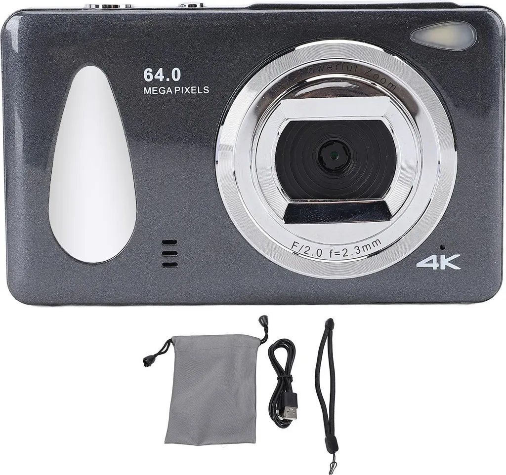 Appareil photo numérique 4K 64MP Zoom 18x avec Autofocus - Gris foncé