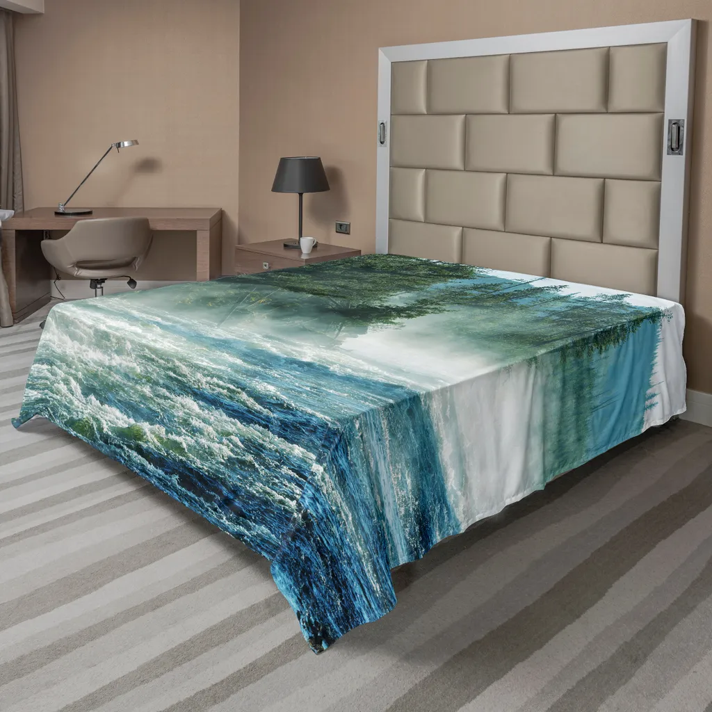 Drap de Lit Anti-Plis et Respirant Motif Arbres Alpins pour Sommeil Doux