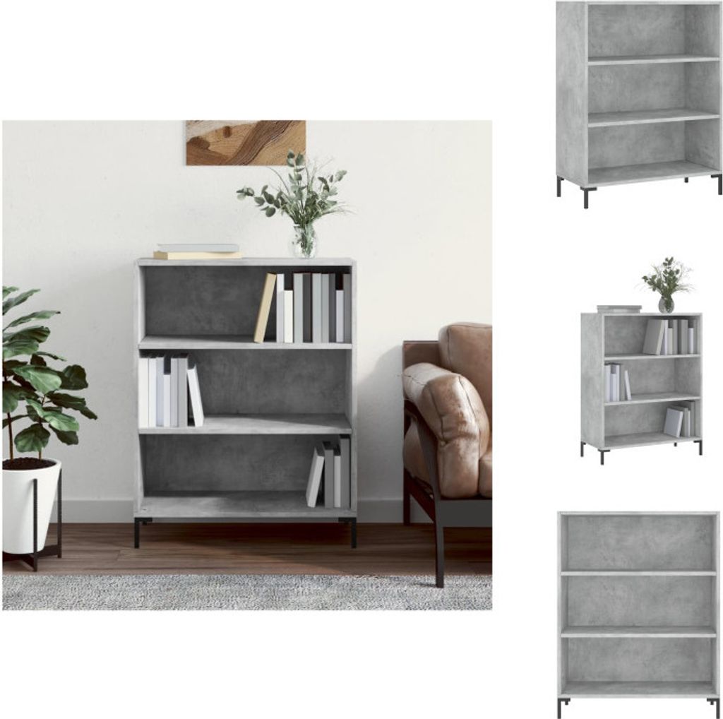 vidaXL Bücherregal Betongrau 69,5x32,5x90 cm Holzwerkstoff - Bücherregale & Bücherschränke
