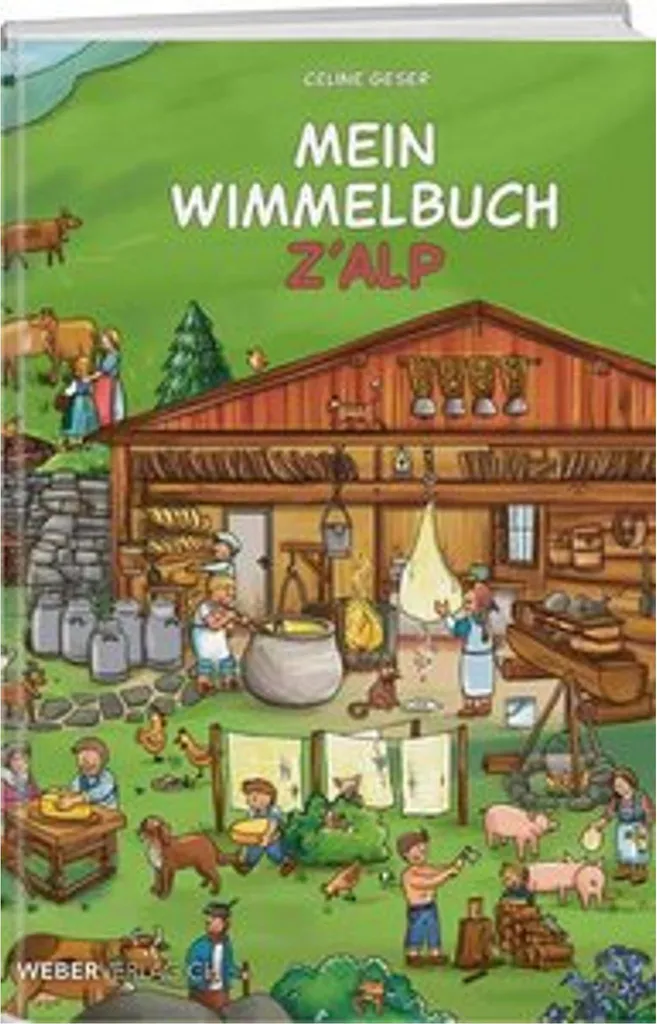 Livre d'éveil Mein Wimmelbuch z'Alp pour découvrir les animaux d'alpage