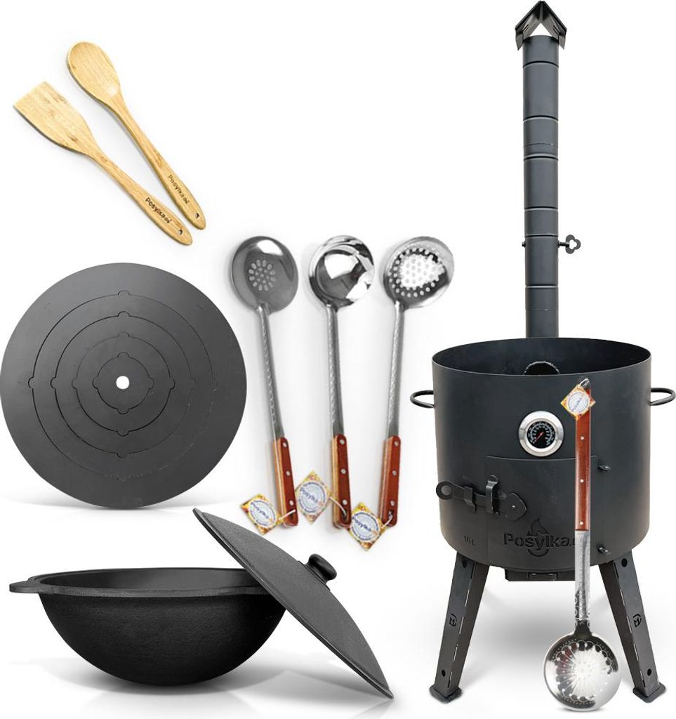 Utschak Uchag Feuerofen Ø 44 cm 2 mm Stahl Herdplatte 4mm, Kazan 16 L Казан Учаг