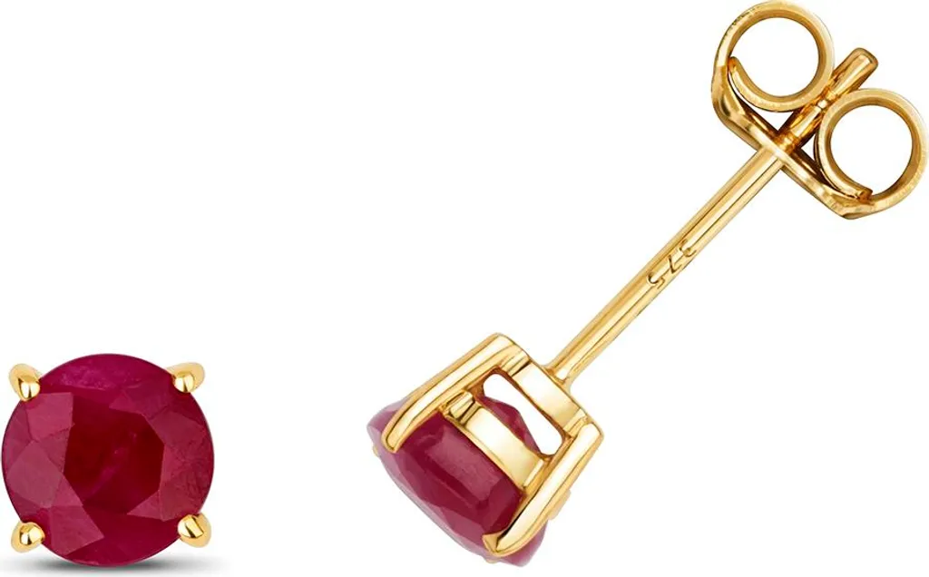 Puces d'Oreilles en Or Jaune 9 Carats et Rubis Rouge 5mm TRS3094
