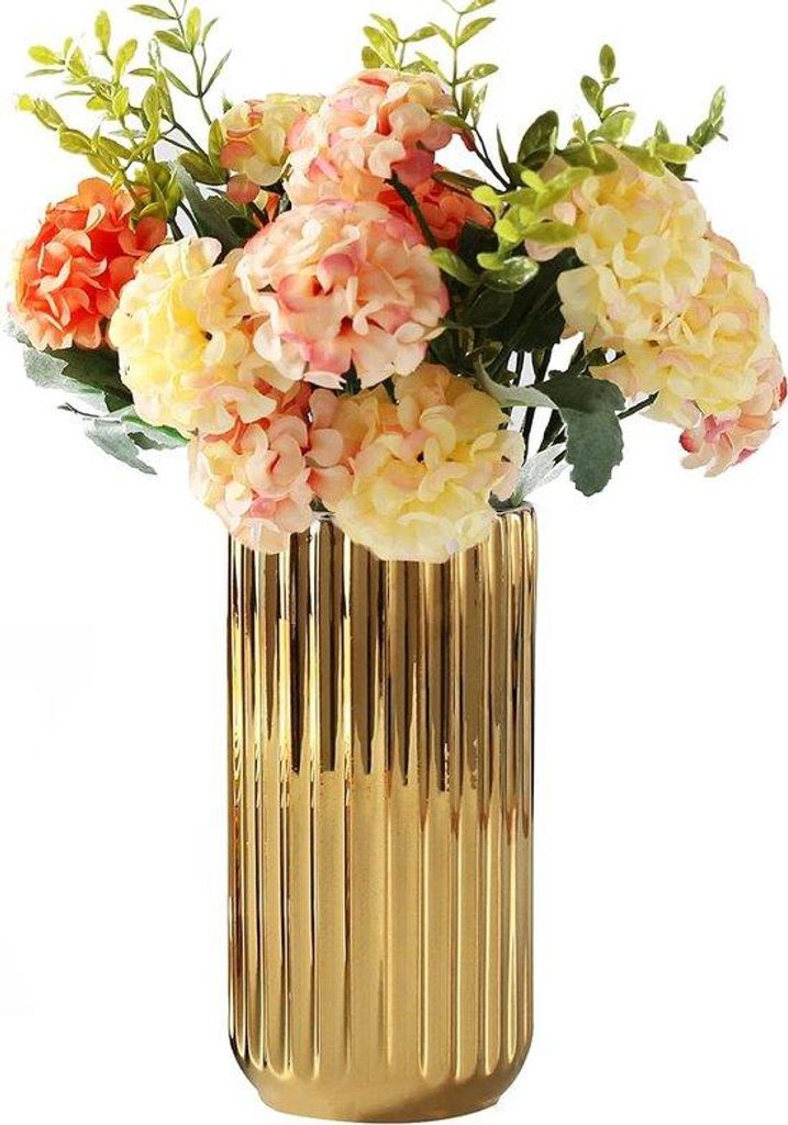 Famanu Keramische Vase 7 Zoll - Minimalistisches Design mit Gold-Akzenten
