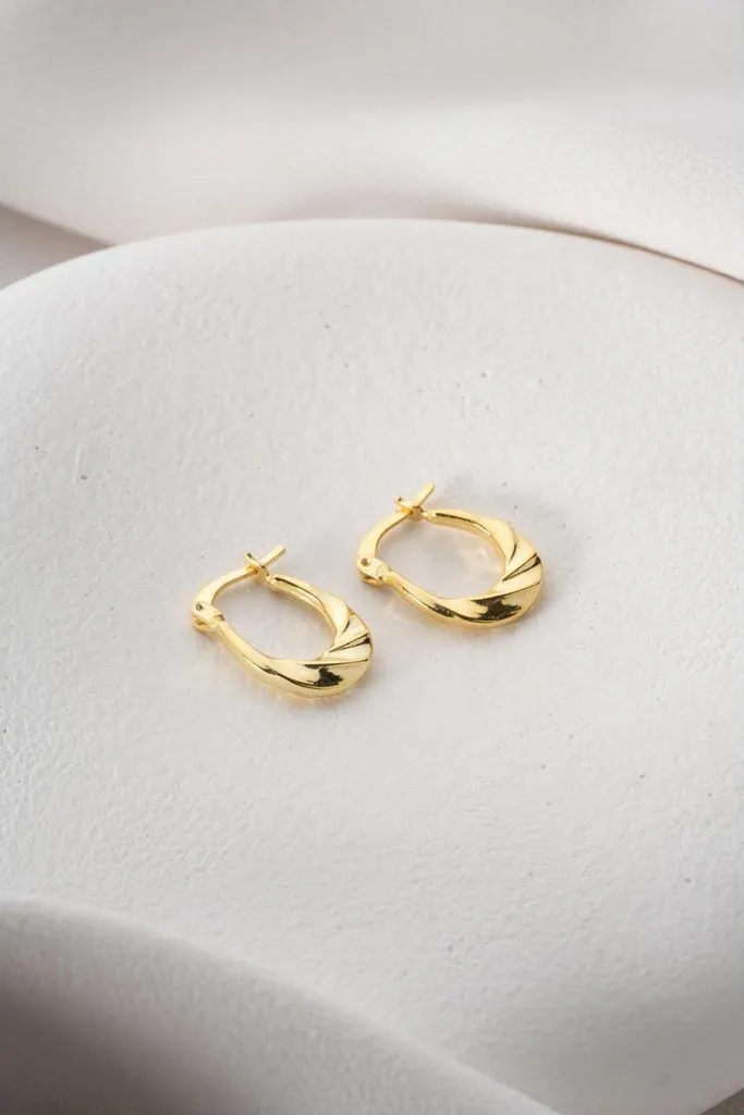 Boucles d'oreilles créoles U en argent 925 massif et finition dorée