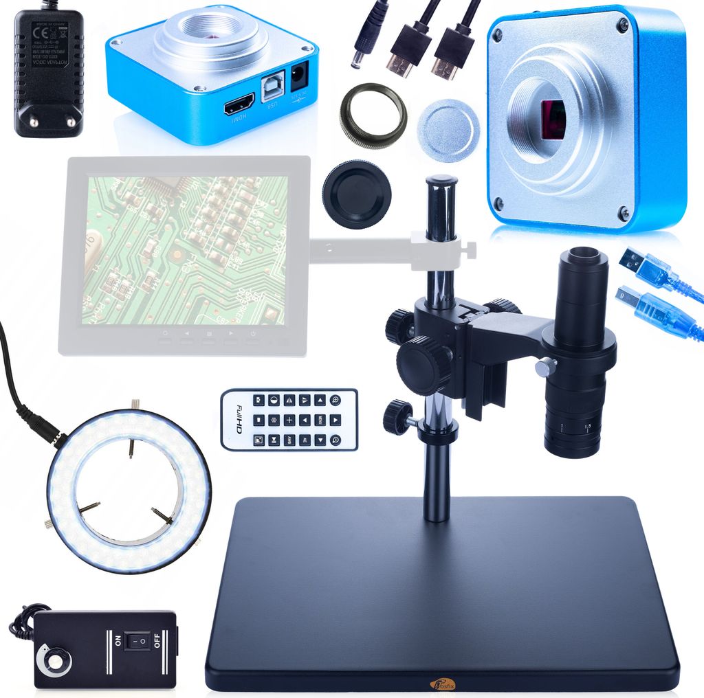 Mikroskop-Set Rosfix Earth Pro MCEP-0.5X + 56xLED Beleuchtung + Kamera Scorpius PRO HDMI/USB