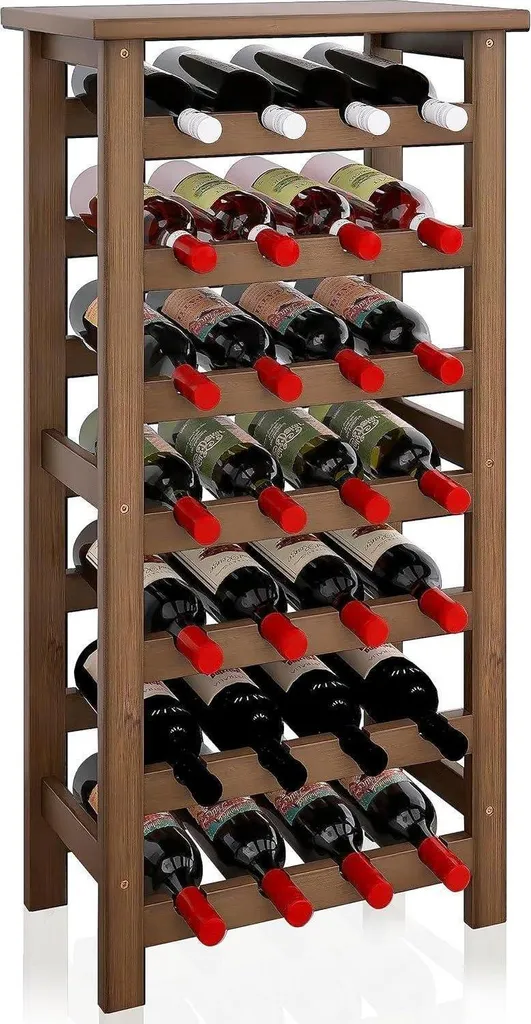 Rangement vin pour cuisine et bar - Casier 28 bouteilles bambou noyer