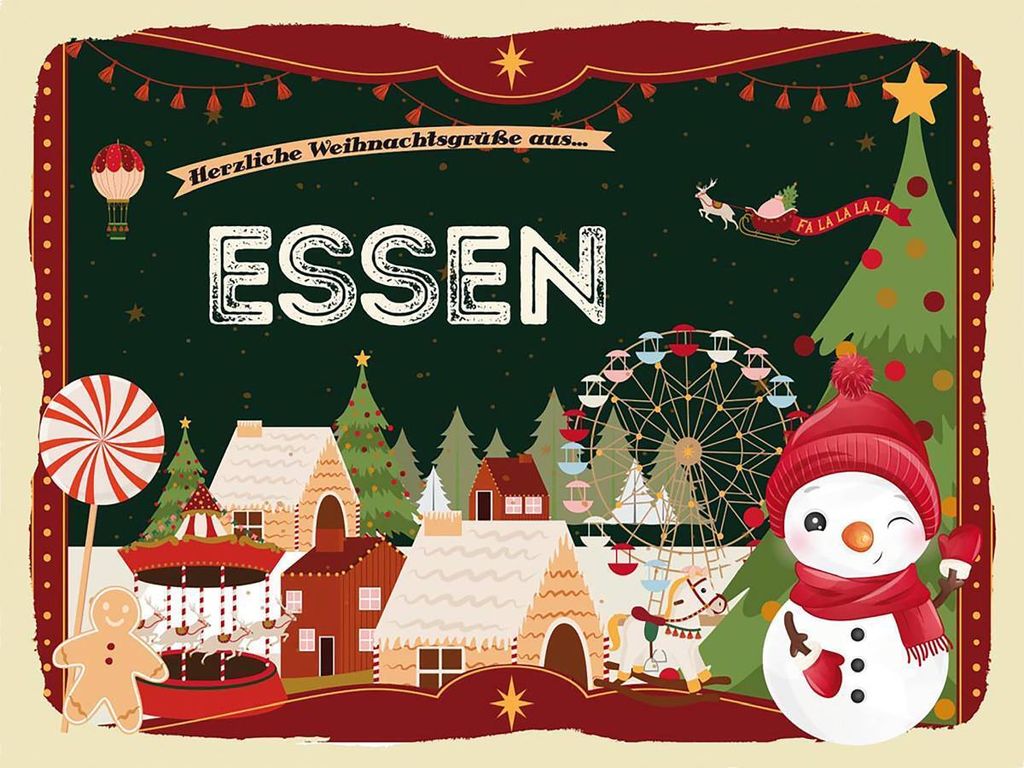 vianmo Holzschild 30x40 cm Weihnachtsgrüße aus ESSEN Weihnachten