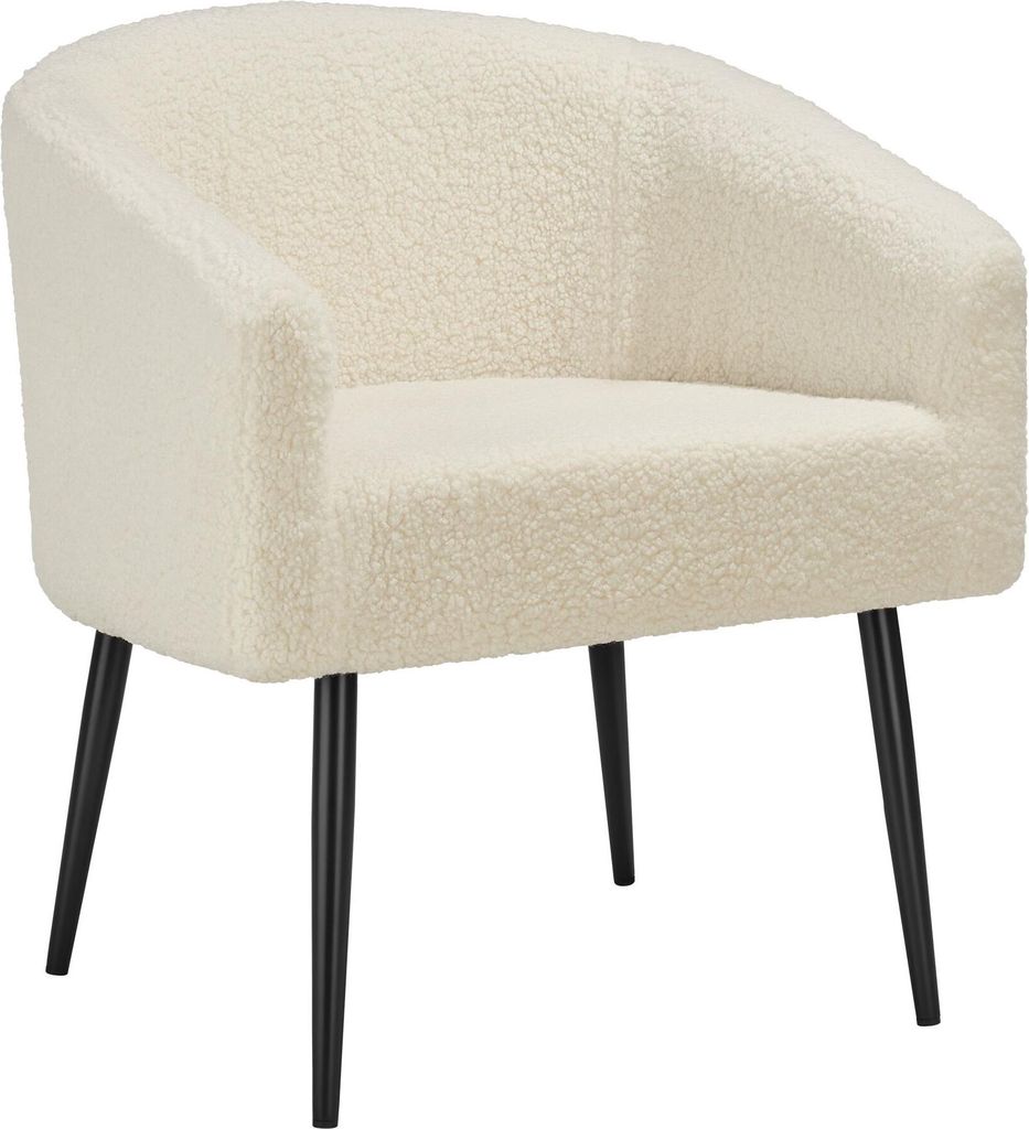 Fauteuil Mysig beige, rembourrage épais et tissu bouclette Image du produit 