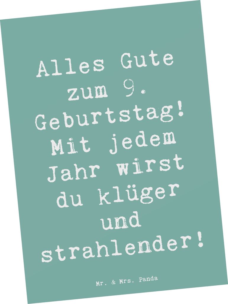 Mr. & Mrs. Panda Grußkarte Spruch 9. Geburtstag Wünsche - Meeresbrise - Geschenk, Alter, Freunde, Alles Gute zum, Geburtstagstorte, 9 Jahre, beso...