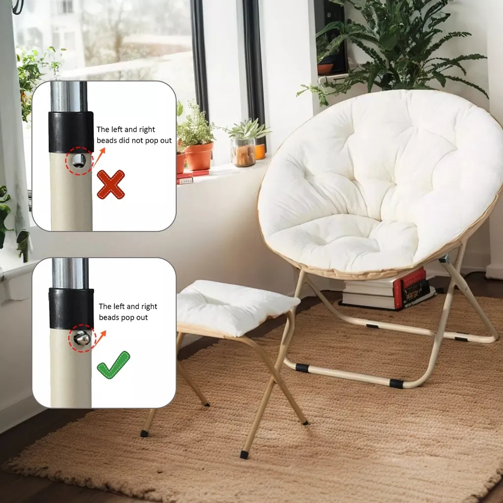 Fauteuil de camping Moonchair soucoupe avec tabouret de pied - Blanc - 11