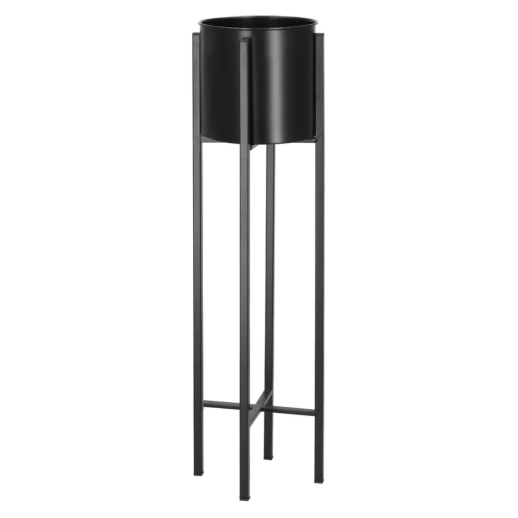 Table à fleurs style industriel métal noir mat - Support plante 74cm - 2