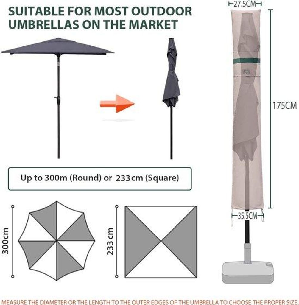 Sekey ochranný kryt na slnečník Ø 270 cm / Ø 300 cm / 220 x Obrázok produktu 