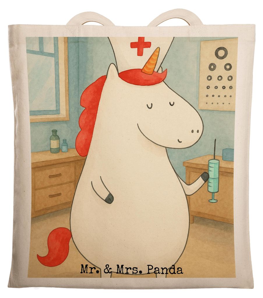 Mr. & Mrs. Panda Einkaufstasche Einhorn Krankenschwester Design - Weiß - Geschenk, Tasche, Laptoptasche, Jutebeutel, Krankenpflegerin, Ärztin, Kr...