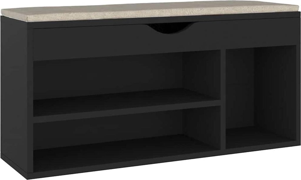 vidaXL Lavice na boty s polštářem černá 104x30x49 cm Obrázek produktu 