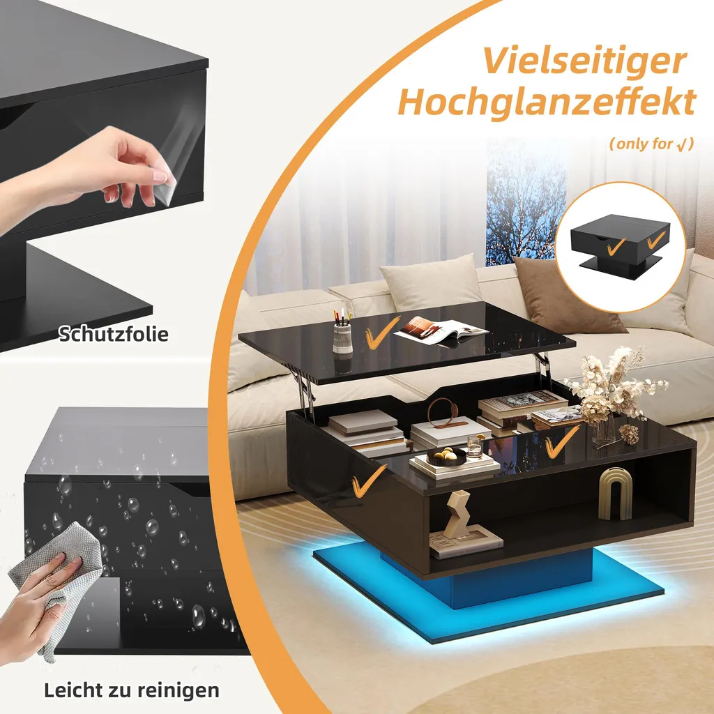 Table basse hydraulique ergonomique avec espaces de rangement ouverts - 10