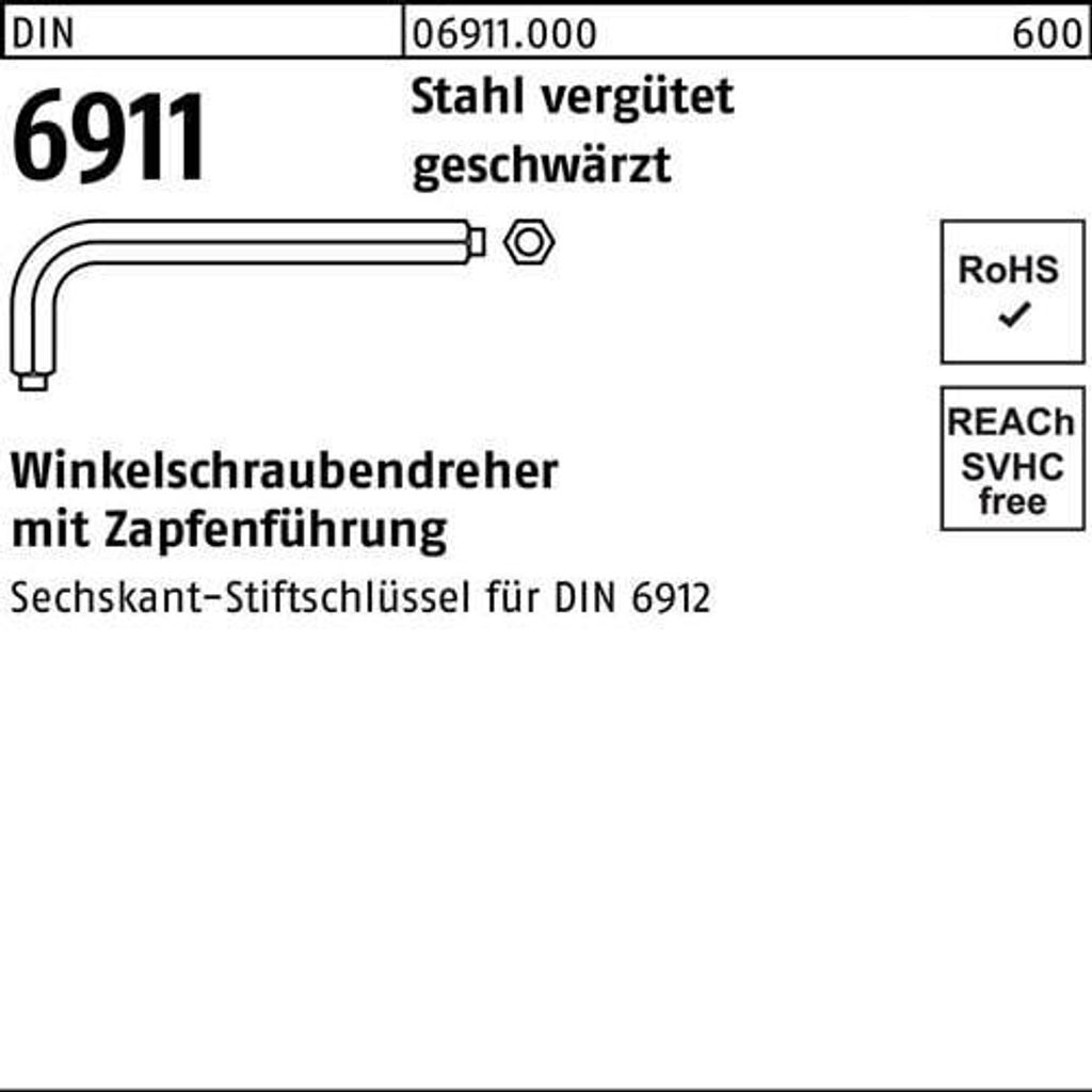 Reyher Schraubendreher DIN 6911 Stahl SW 10 vergütet (25 Stück)