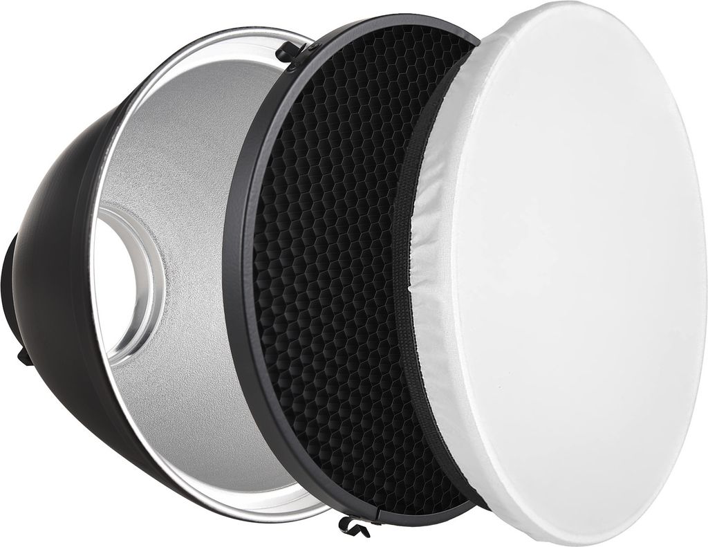 9-Zoll-Reflektor-Diffusor mit Bowens-Halterung, Lampenform fuer Fotografie, mit 60¡ã-Wabengitter und weissem, weichem Tuch fuer Studio-Blitzlicht...