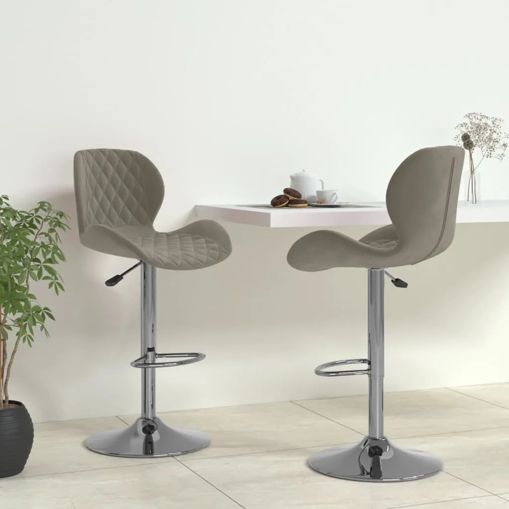 Set 2 Sgabelli da Bar The Living Store | Velluto Soft Grigio