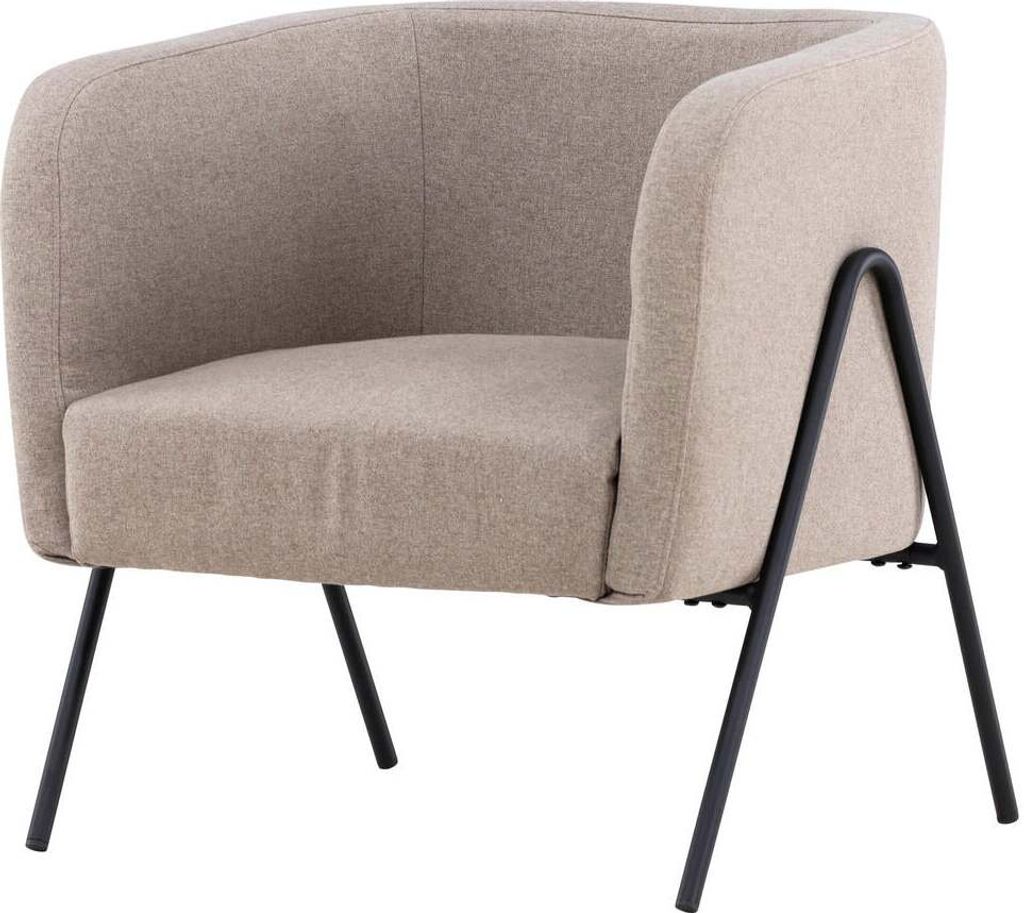 FURNLUX Sessel Rika Beige Und Schwarz 65cm / Hauptfarbe: Beige / Abmessungen: 65 x 66 x 70 cm