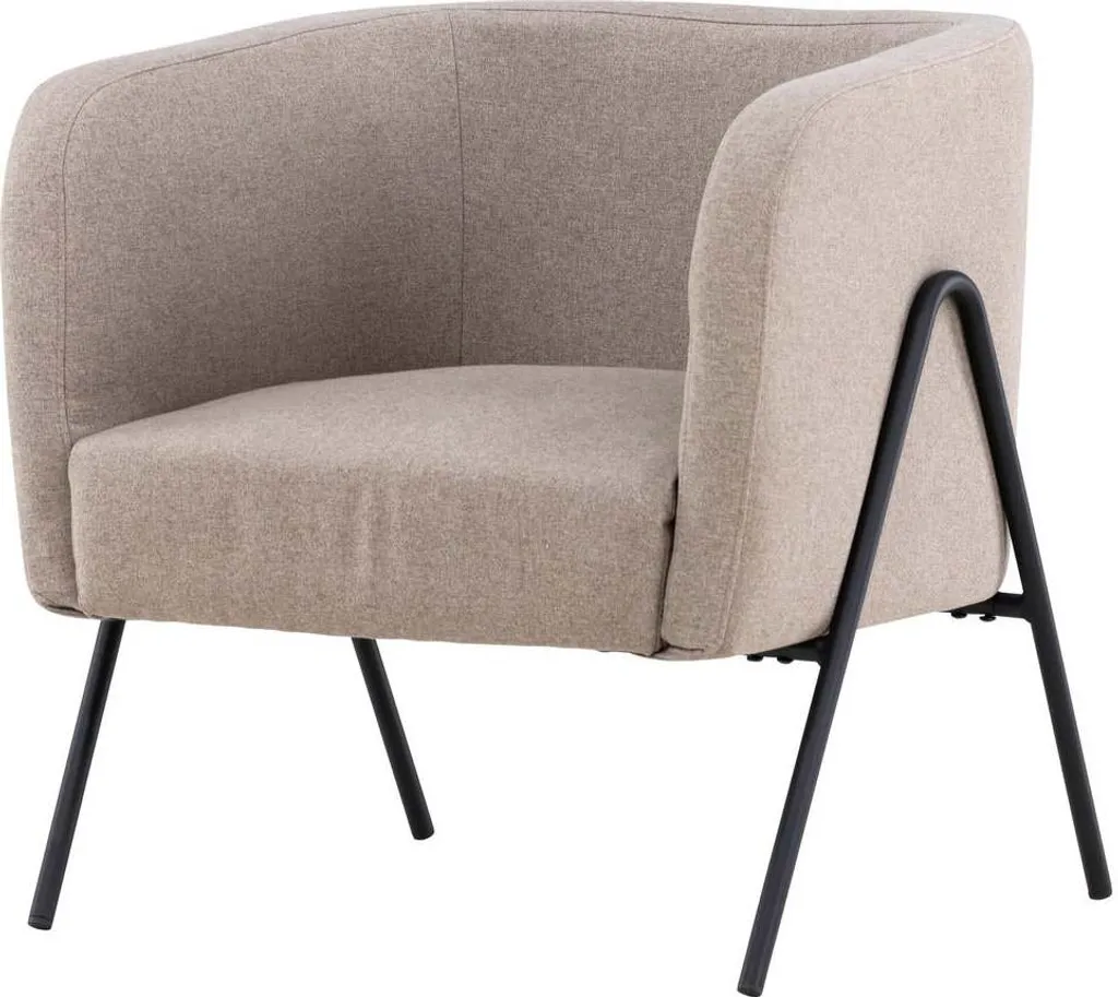 Fauteuil Rika Beige 65cm avec Structure Noire - Assise Moelleuse Chic