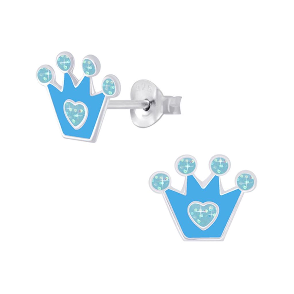 Kinder Ohrringe Silber 925 Ohrstecker Krone | 7 mm x 10 mm