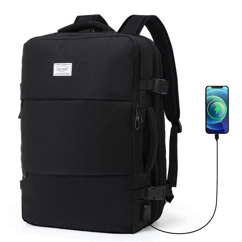 Reiserucksack 50L Reiserucksack Herren, Flugzeug Handgepäck Rucksack USB-Ladean 17 Zoll Laptop Rucksack für Arbeit Schule Reise, Casual Daypack